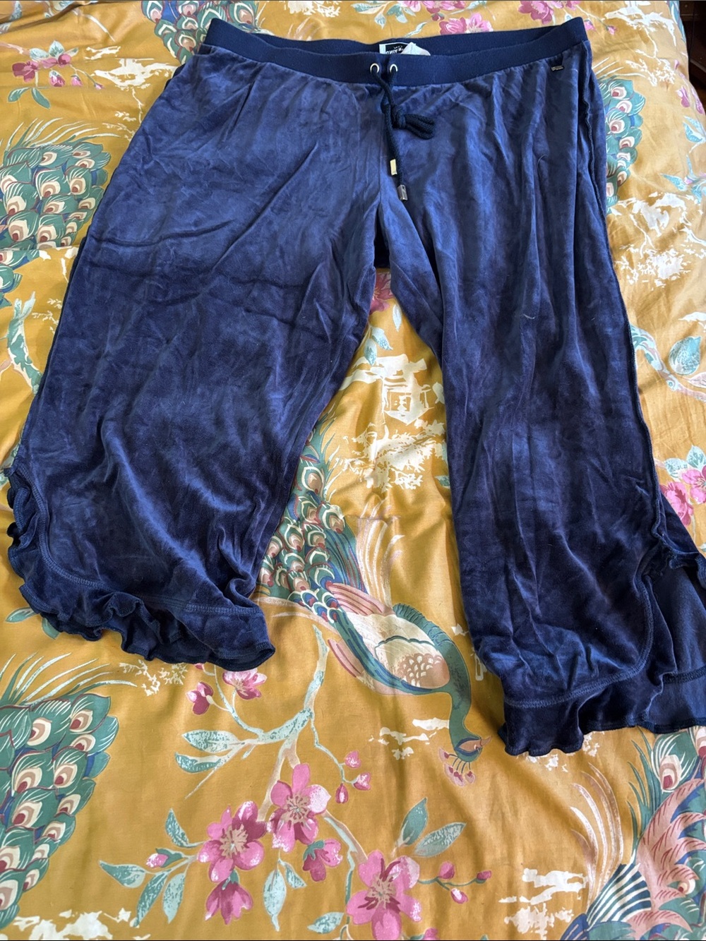 Sonia Rykiel Navy Blue Velvet Capri Pants